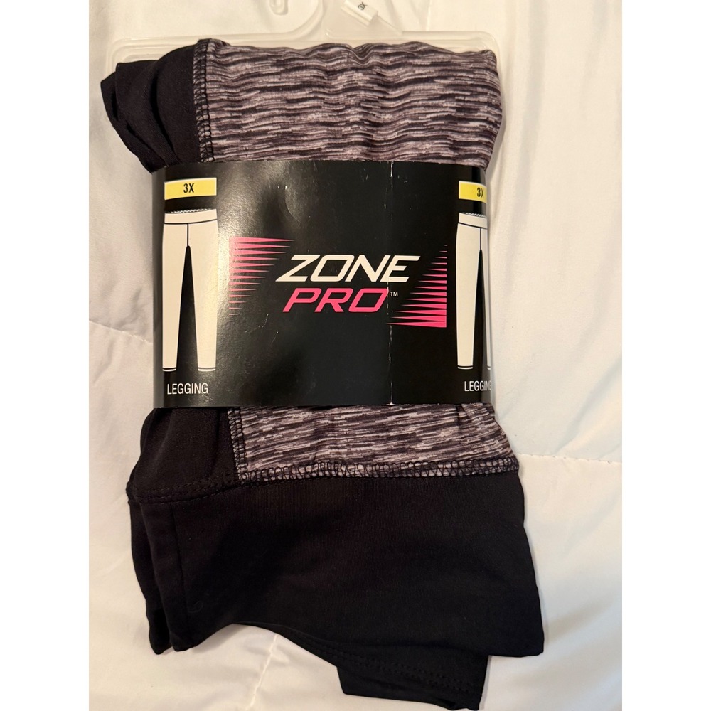 Zone Pro Plus Size 3X Leggings Black Space Dye Heathered Wicking Power Flex NEW